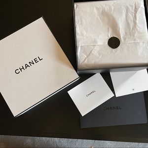 Chanel Gift Box with Padding Tissue Paper and Blank Card
